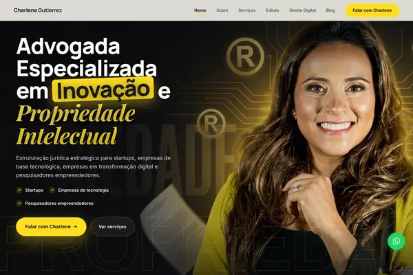 Site Charlene Gutierrez, projeto da Virtus