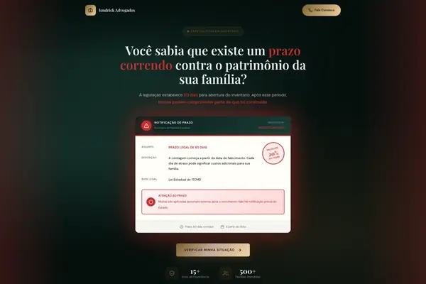 Site Iendrick Advogados, projeto da Virtus