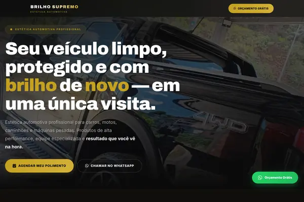 Site Brilho Supremo, projeto da Virtus