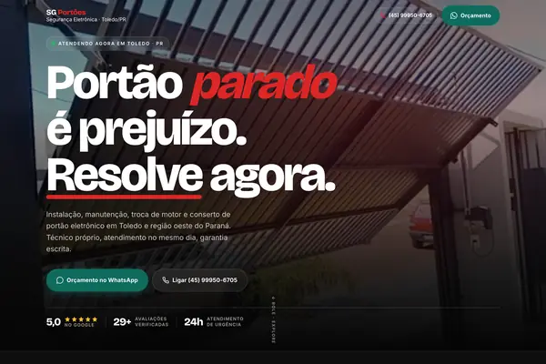 Site SG Portões, projeto da Virtus