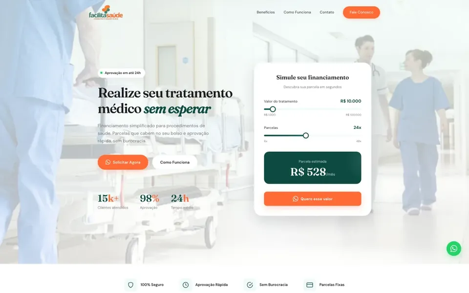 Site Facilita Saúde, projeto da Virtus