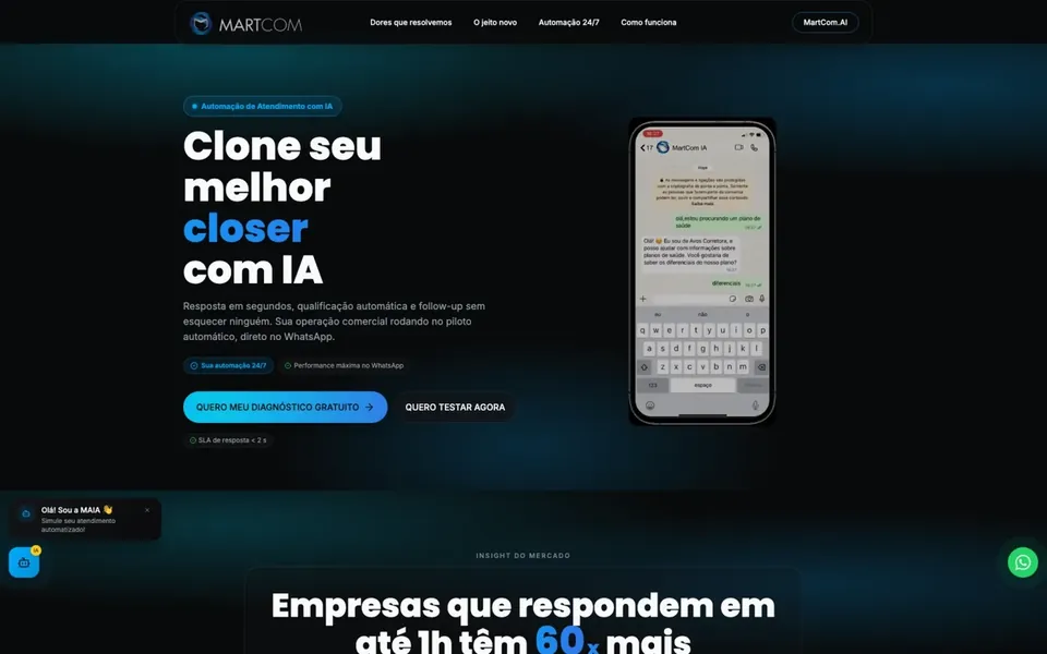 Site Martcom IA, projeto da Virtus
