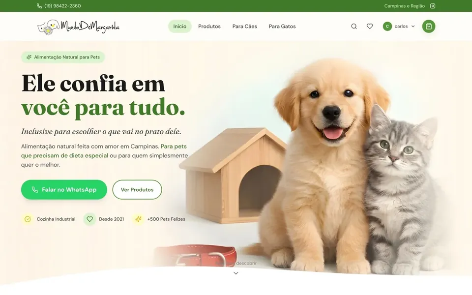Site Mundo de Margarida, projeto da Virtus