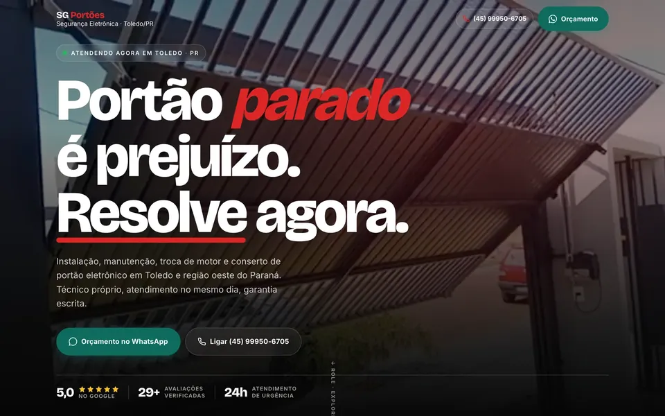 Site SG Portões, projeto da Virtus