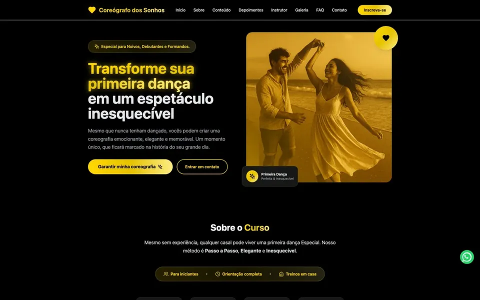 Site Coreografo dos Sonhos, projeto da Virtus